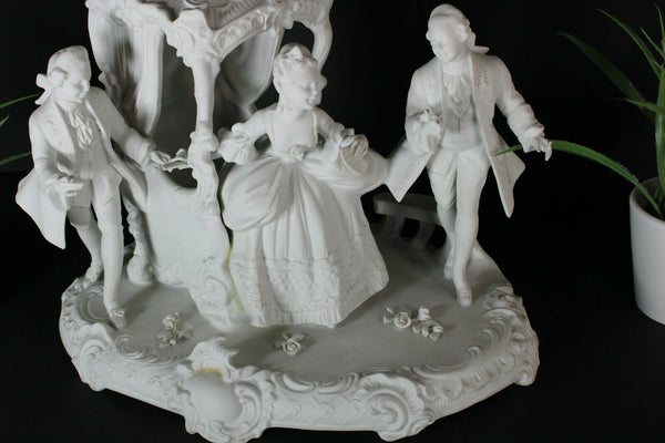 LArge german unterweissback bisque porcelain group coach statue figurine