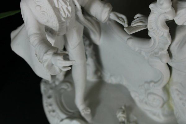 LArge german unterweissback bisque porcelain group coach statue figurine