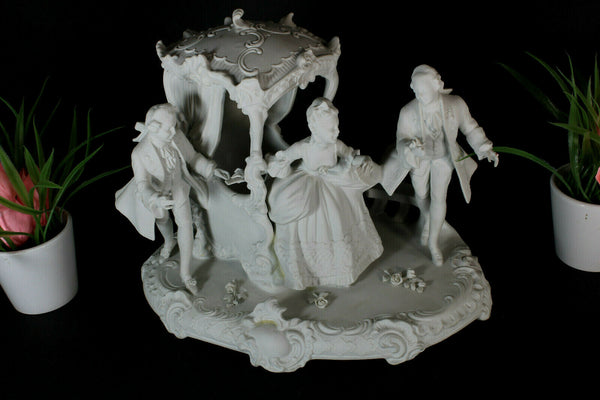 LArge german unterweissback bisque porcelain group coach statue figurine