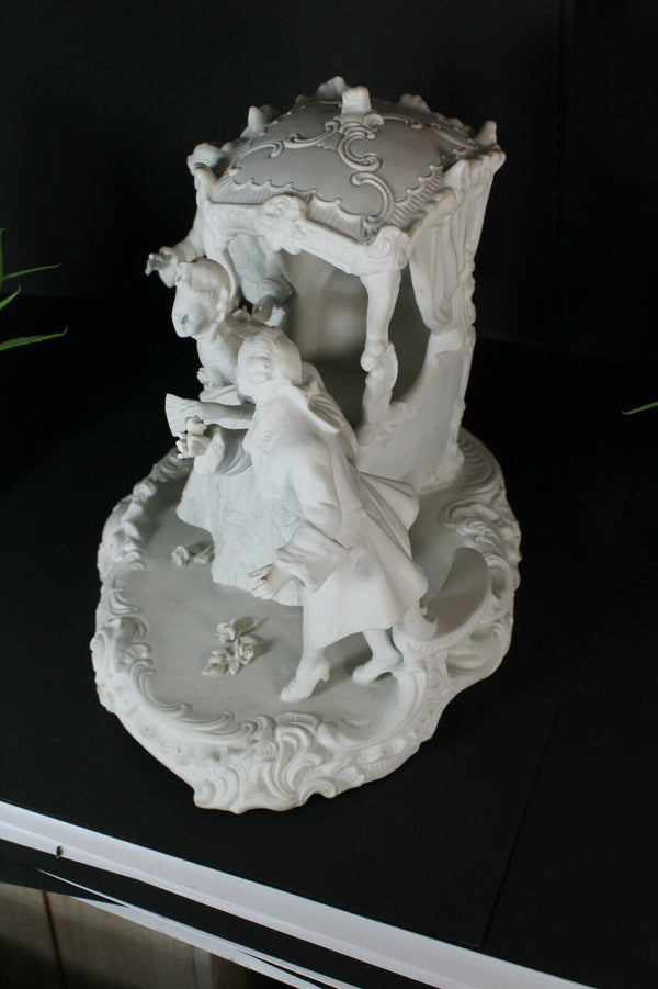 LArge german unterweissback bisque porcelain group coach statue figurine