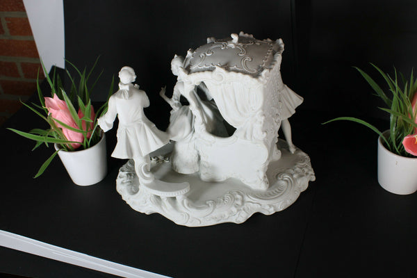 LArge german unterweissback bisque porcelain group coach statue figurine