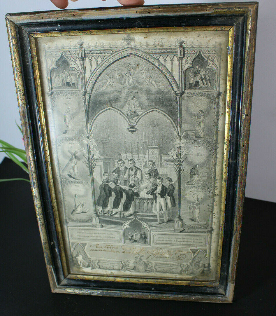 Antique  Religious litho wall plaque