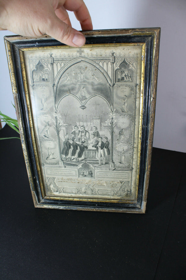 Antique  Religious litho wall plaque