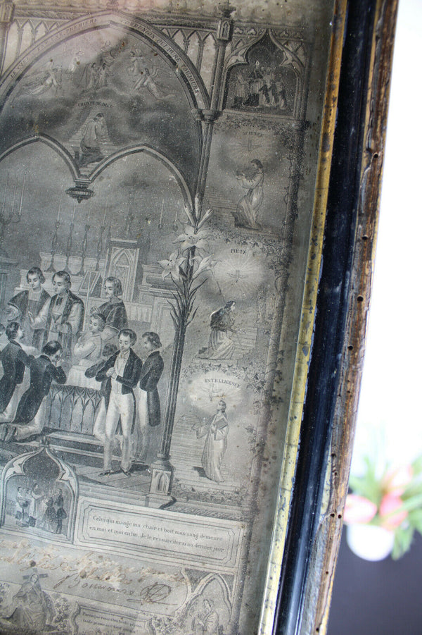 Antique  Religious litho wall plaque