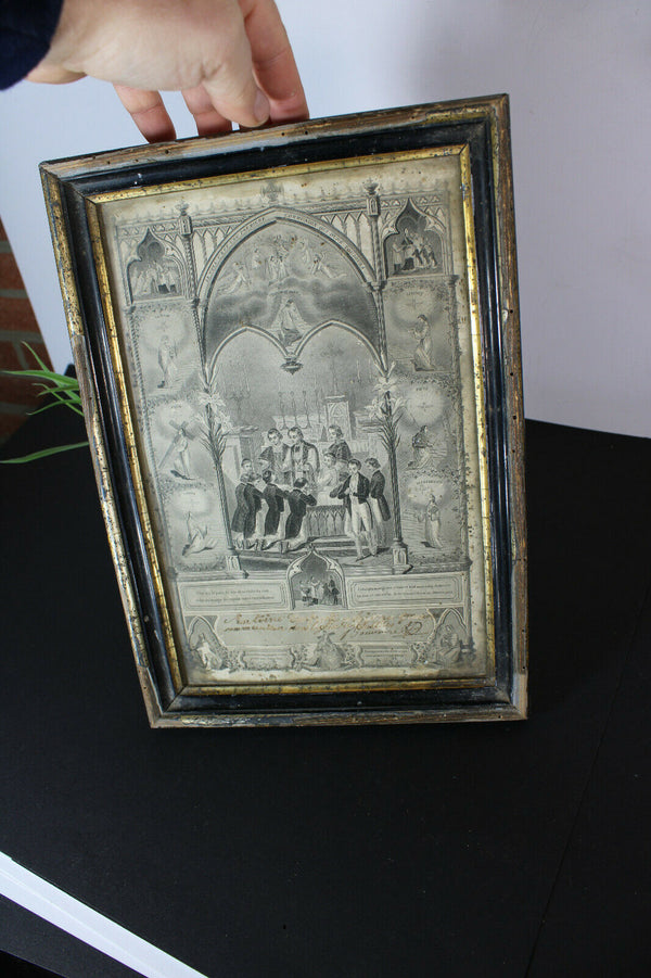 Antique  Religious litho wall plaque