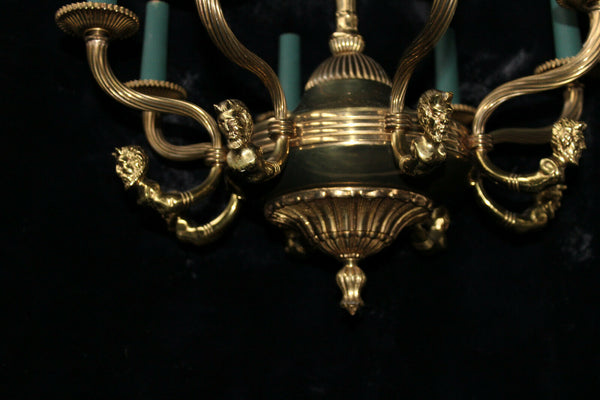 French satyr mythological head Chandelier bronze