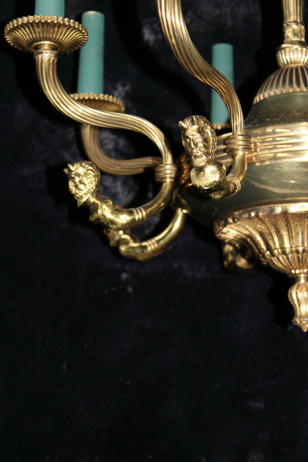 French satyr mythological head Chandelier bronze