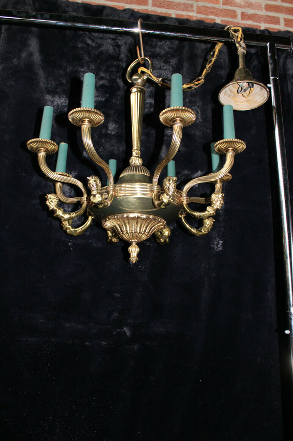 French satyr mythological head Chandelier bronze