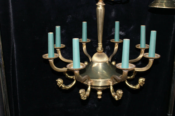 French satyr mythological head Chandelier bronze