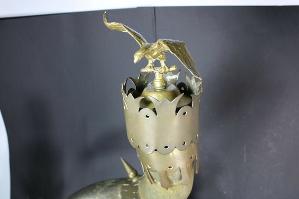 Antique French XL Cornucopia horn bronze putti figurine statue eagle