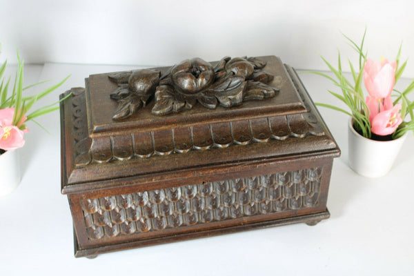 antique black forest wood carved box
