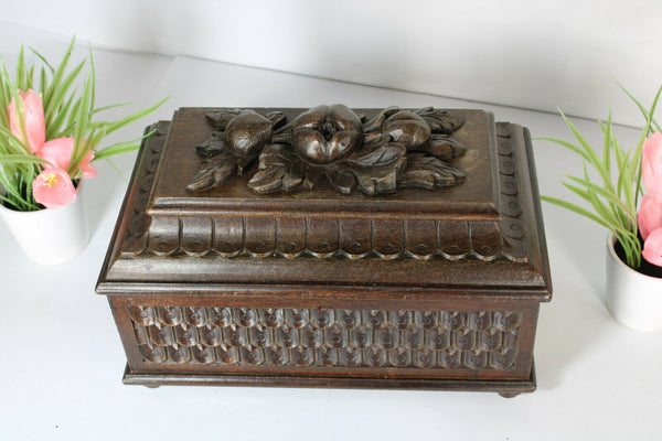 antique black forest wood carved box