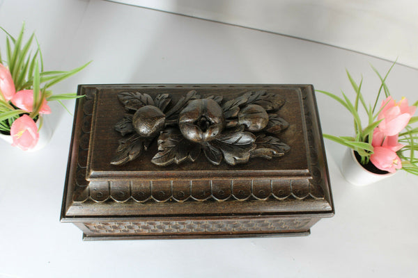 antique black forest wood carved box