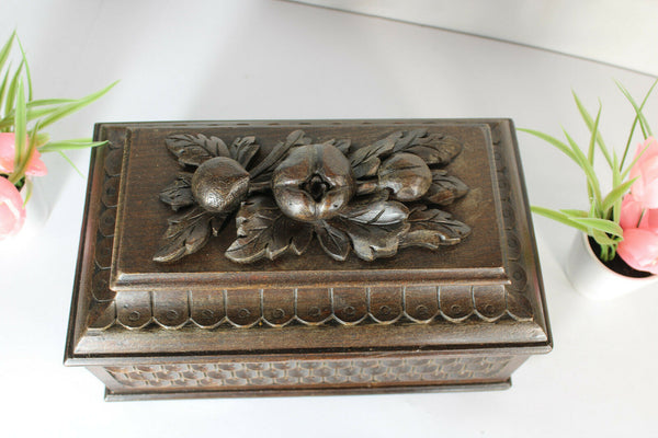 antique black forest wood carved box