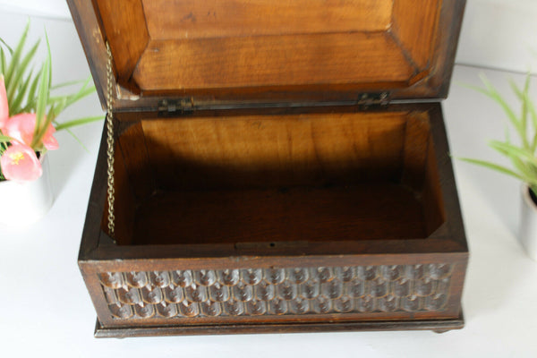 antique black forest wood carved box