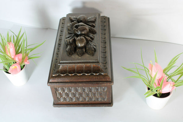 antique black forest wood carved box