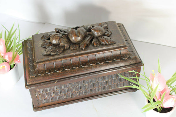 antique black forest wood carved box