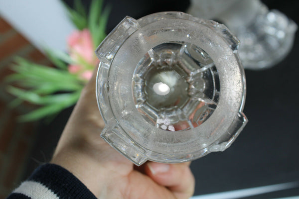 PAIR Rare crystal glass Bust virign mary christ Statue religious