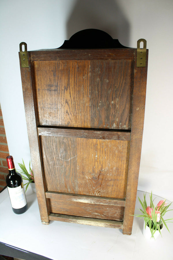 RAre antique French Asclepius god medicine wall cabinet pharmacy wood carved