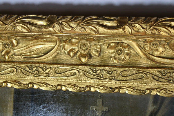 Antique French grisaille painting panel mother sick child religious items Rare