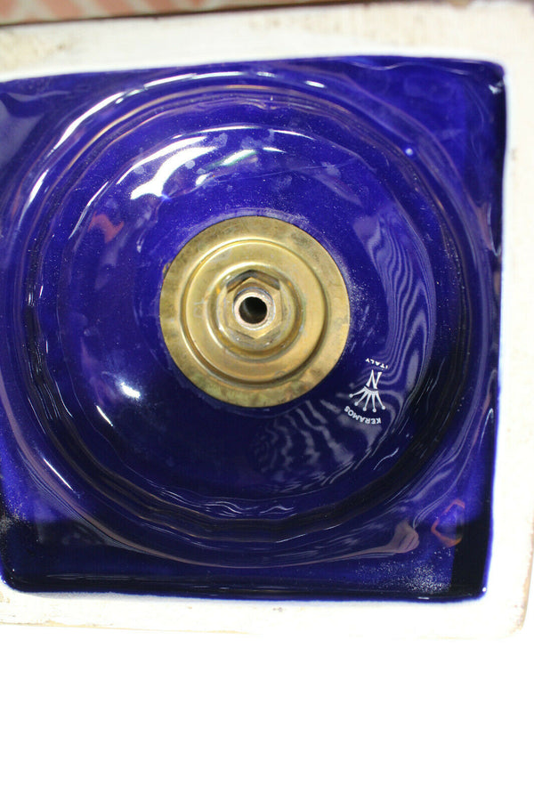 pair italian cobalt blue porcelain victorian scene vases