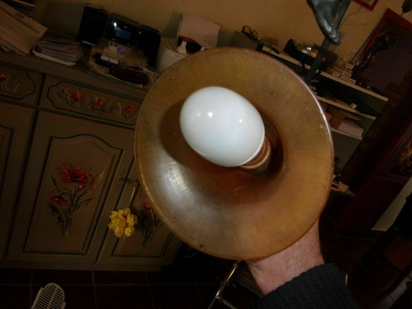 Antique French zamac angel putti cherub pendant lamp chandelier glass tulip