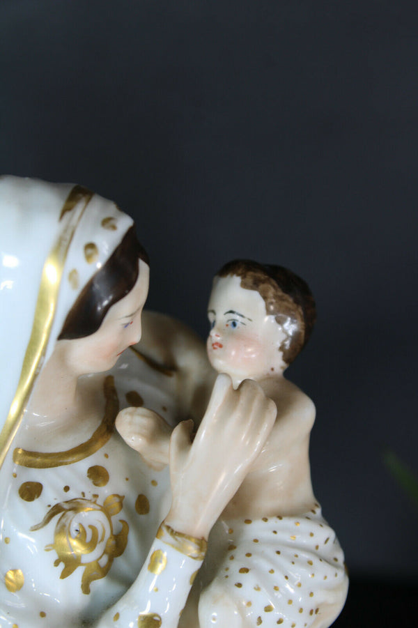 Antique French vieux paris porcelain madonna figurine statue religious