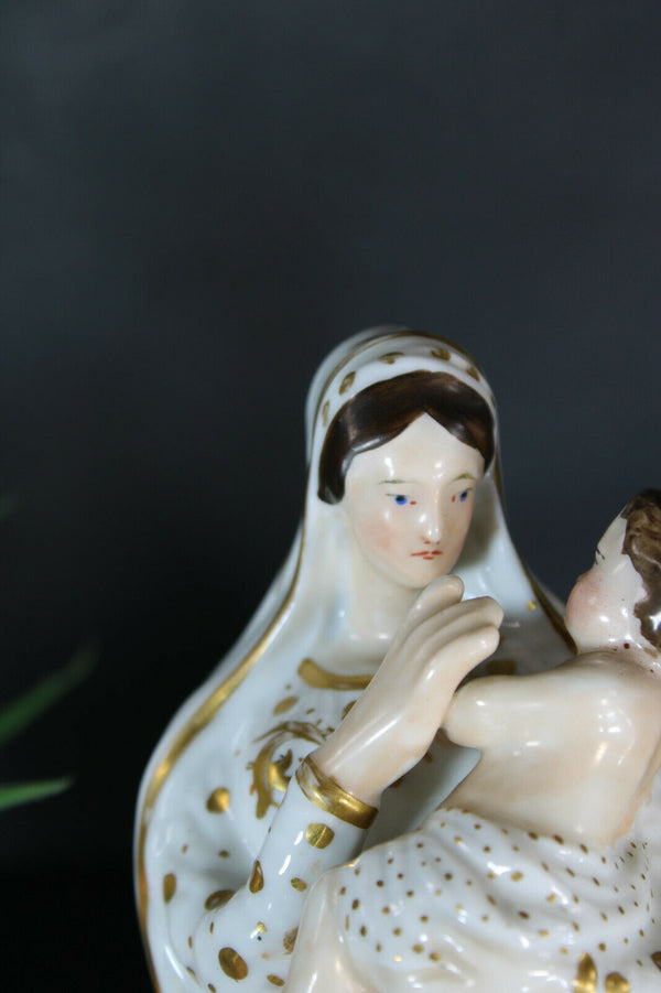 Antique French vieux paris porcelain madonna figurine statue religious