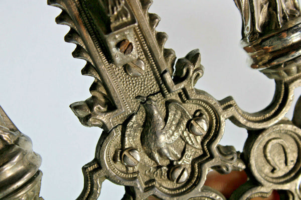 Antique spelter crucifix 4 evangelists symbols religious