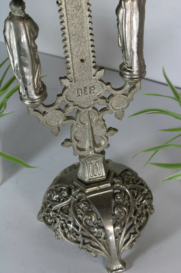 Antique spelter crucifix 4 evangelists symbols religious