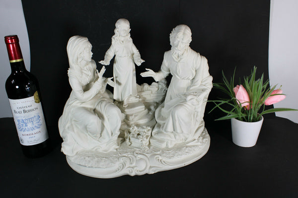 XL Capodimonte bisque porcelain meneghetti signed Holy family statue group rare
