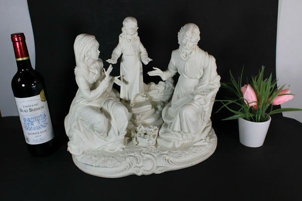 XL Capodimonte bisque porcelain meneghetti signed Holy family statue group rare