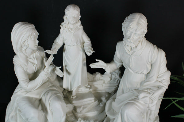 XL Capodimonte bisque porcelain meneghetti signed Holy family statue group rare