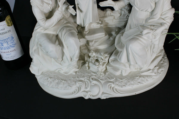 XL Capodimonte bisque porcelain meneghetti signed Holy family statue group rare