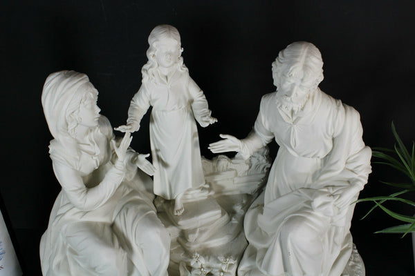 XL Capodimonte bisque porcelain meneghetti signed Holy family statue group rare