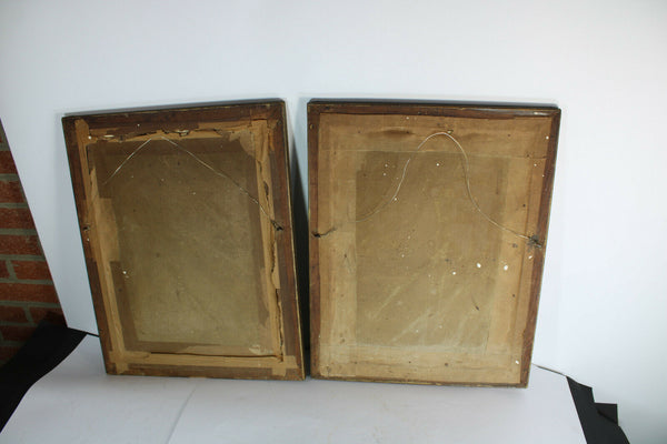 PAIR antique Religious 4 evangelist apostles jesus mary Crucifix Rare frames