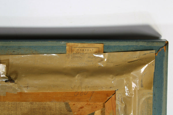 Antique flanders school landscape church oil canvas painting