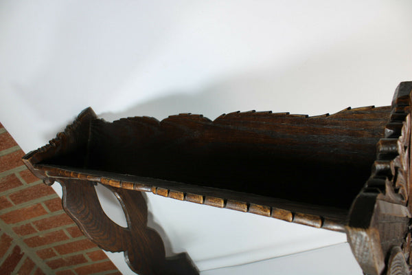 Vintage 1950 wood carved book holder stand dolphin fish figural rare