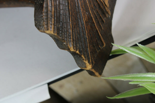 Vintage 1950 wood carved book holder stand dolphin fish figural rare