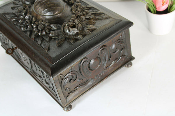 Antique black forest wood carved Box