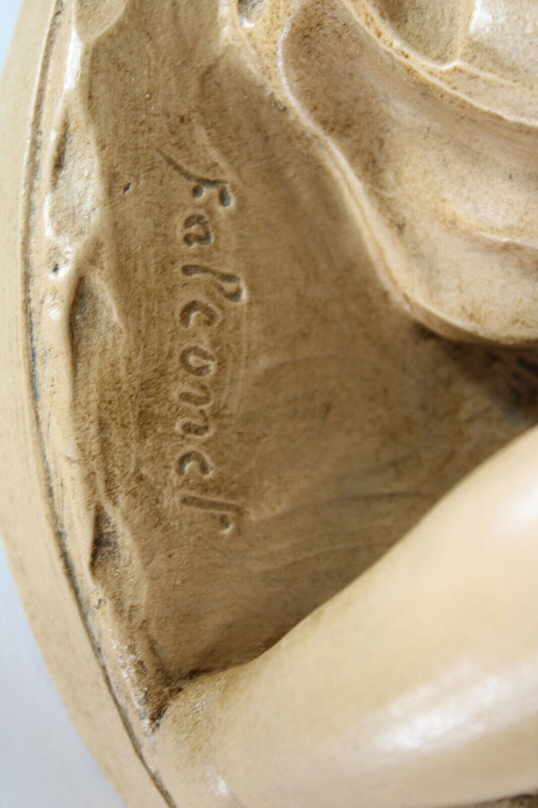 Antique Large French Terracotta group 2 cupido putti marked FALCONET