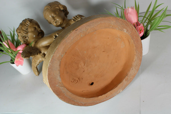 Antique Large French Terracotta group 2 cupido putti marked FALCONET