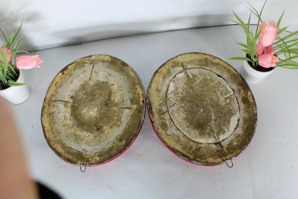 PAIR antique Religious relief wall panel sacred heart christ mary chalkware