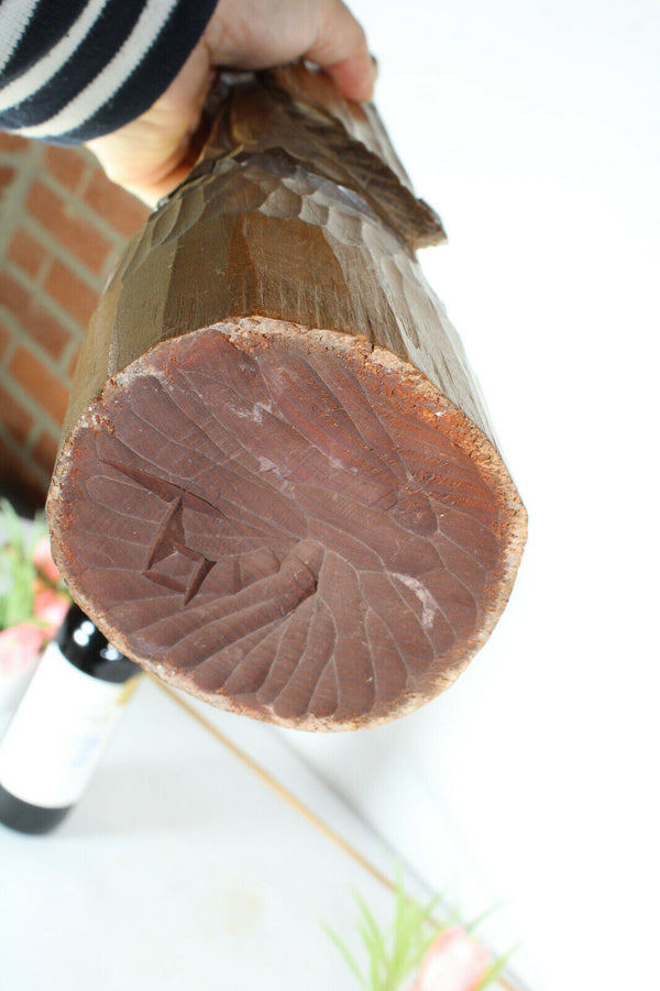 LArge antique Saint bishop Ambrose Wood carved statue religious