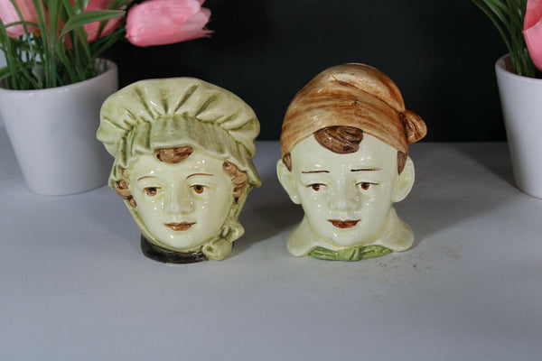 pair Royal dux marked antique piggy bank ceramic boys bust figurine rare