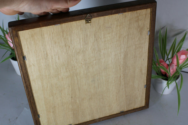 Vintage delft pottery blue white tiles dutch farm landscape scene cows panel