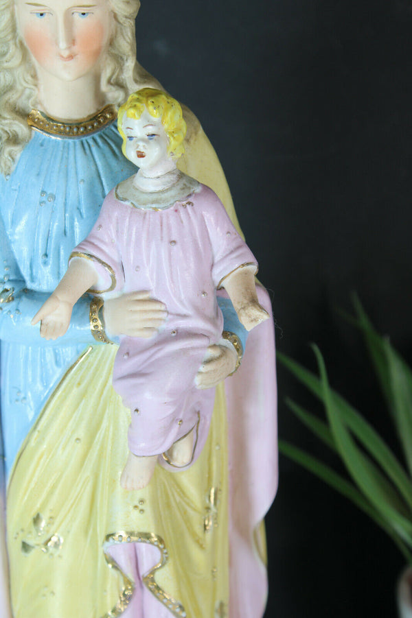 antique bisque porcelain madonna figurine statue