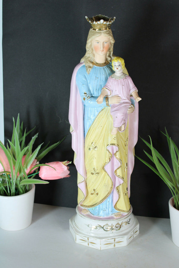 antique bisque porcelain madonna figurine statue