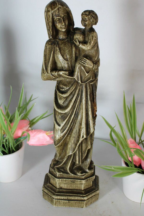 Antique French chalkware madonna figurine statue