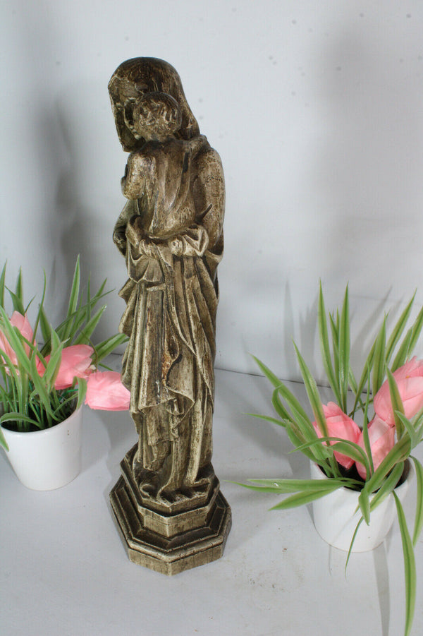 Antique French chalkware madonna figurine statue